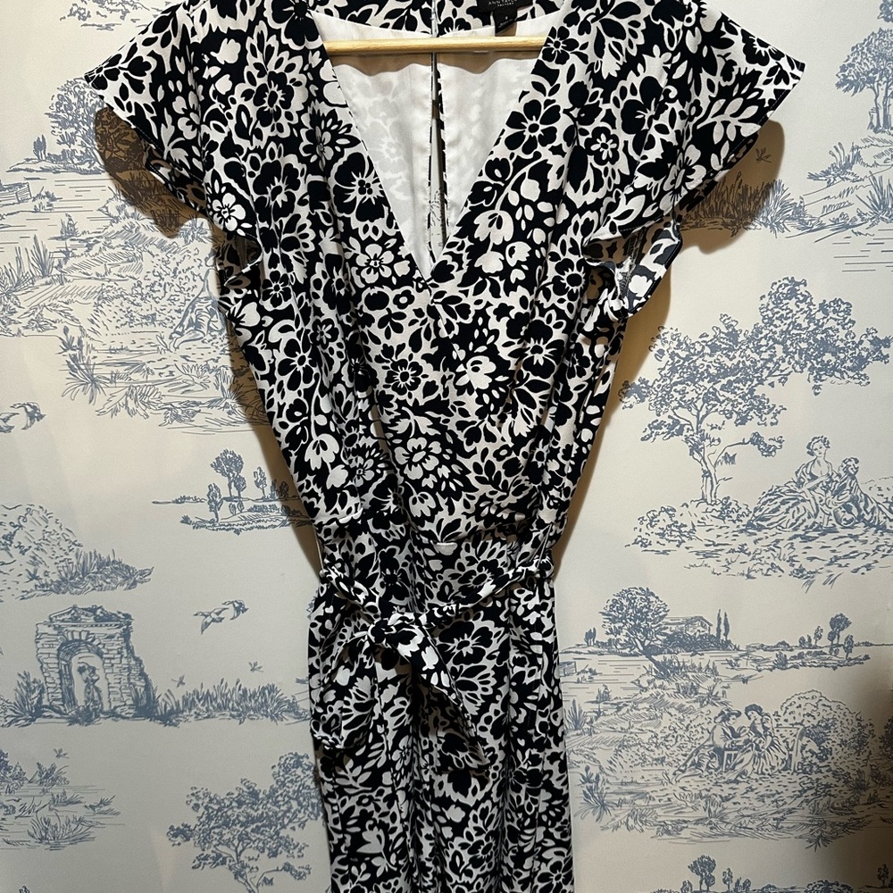 Navy and White Floral Romper